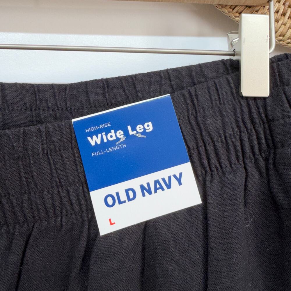 NEW Old Navy Black Wide Leg Linen Pants Large - Picture 3 of 4